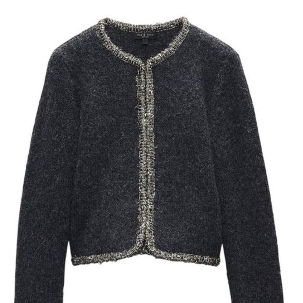 Rag & Bone Charcoal Cardigan with Gold Accents